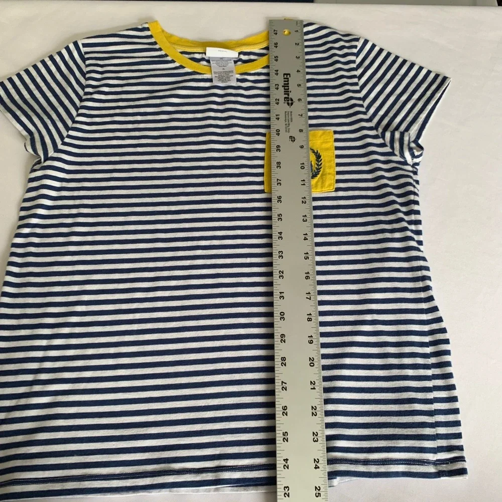 Disney Parks Shirt Women XL Striped Pocket T-Shirt Navy Yellow Castle‎ Vacation